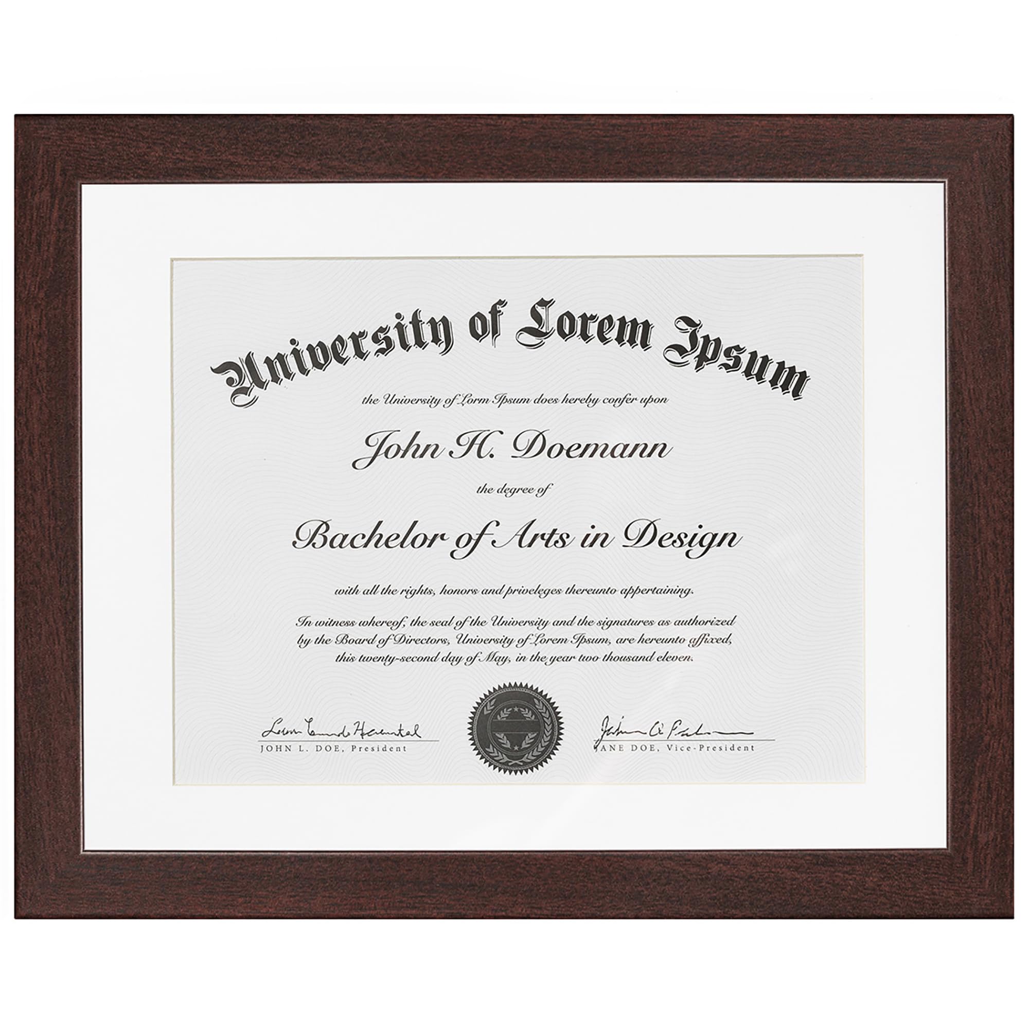 Americanflat 11x14 Diploma Frame with Shatter-Resistant Glass - Use as 8.5x11 Frame with Mat or Display 11x14 Documents Without Mat - Legacy Collection - Certificate Frames for Wall - Mahogany