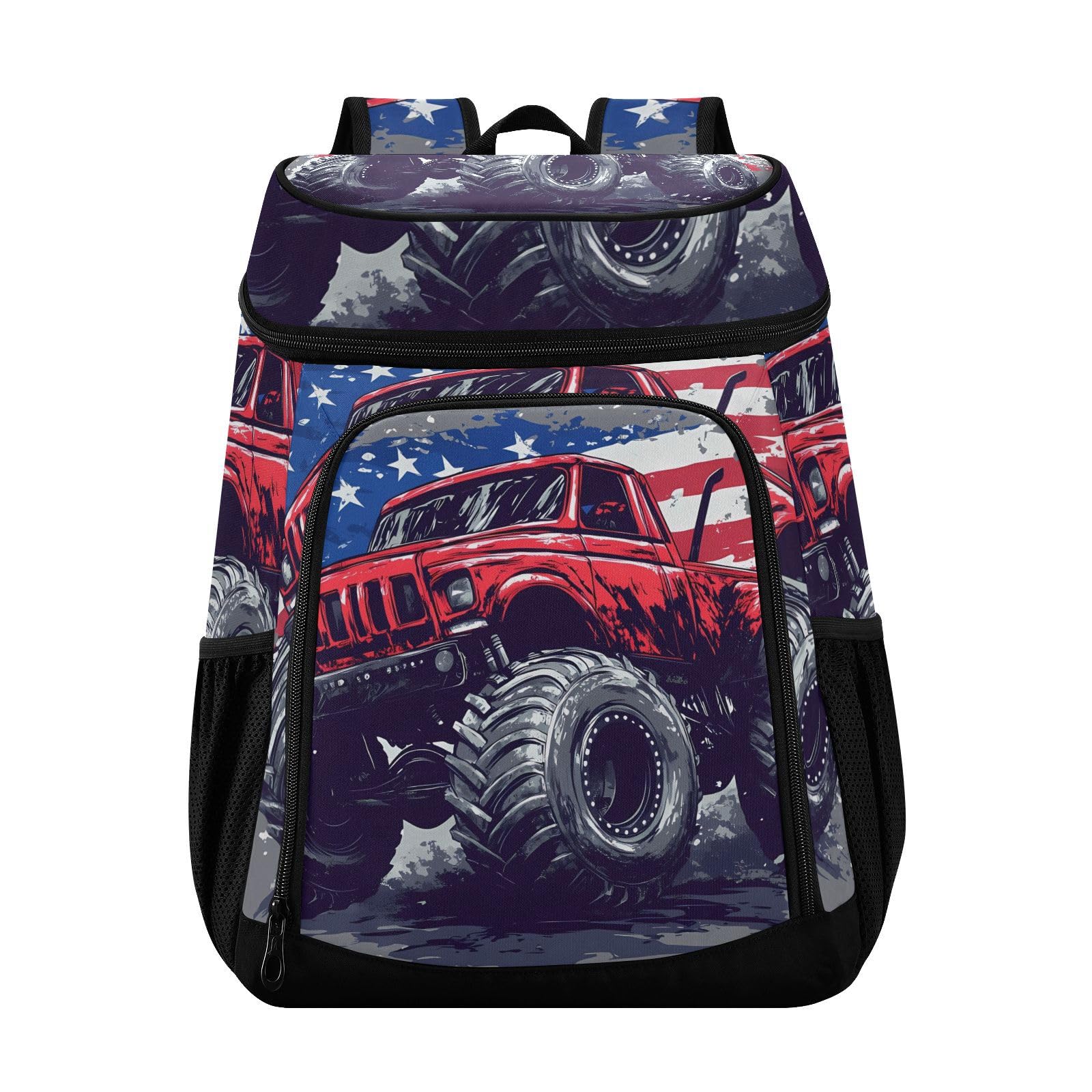 Funny Flag Red Truck Cooler Backpack Cooler Insulated Leak Proof Lunch Backpack 36 Cans Waterproof Soft for Men Women Picnic Hiking Camping Beach