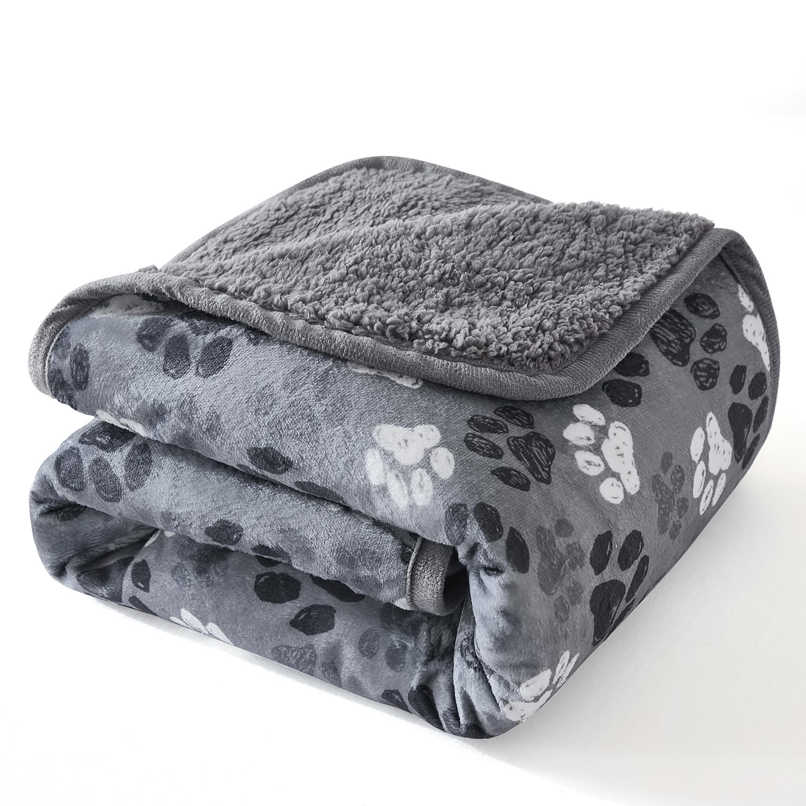 WONGS BEDDING Waterproof Dog Blanket Washable Fleece Pet Blanket For Dogs and Cats Personalised Kitten Throw Protects Bed and Sofa with Soft Plush(Grey,63x73cm)