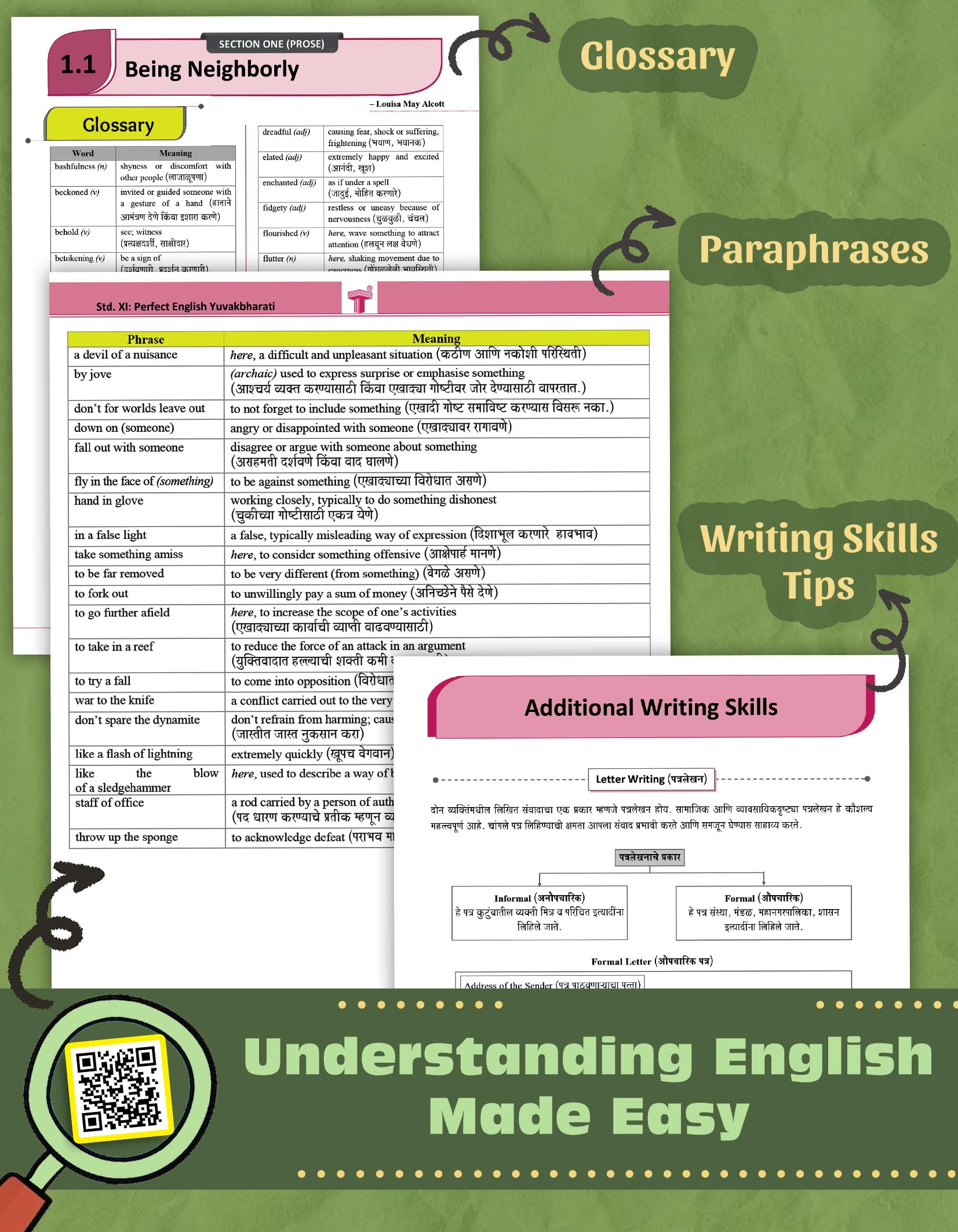 Std 11 English Yuvakbharati Notes Book | FYJC English | Arts, Commerce & Science Maharashtra State Board | Based On Std 11th New Syllabus | Also Includes Separate Section of Grammar & Writing Skills 4