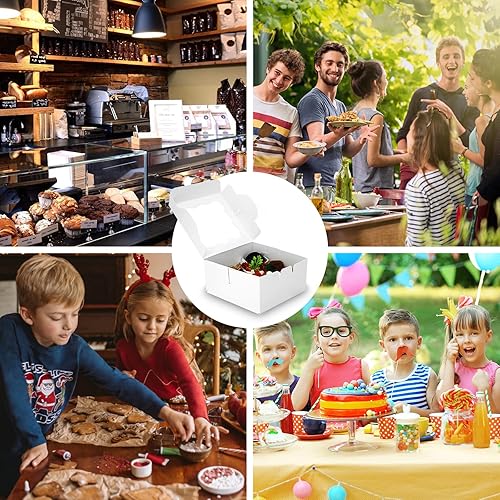 Miniatura 7 de 20 cajas de galletas de 6 x 6 x 2.5 pulgadas, cajas de panadería con ventana, caja de fresas cubiertas de chocolate para bodas, fiestas de cumpleaños