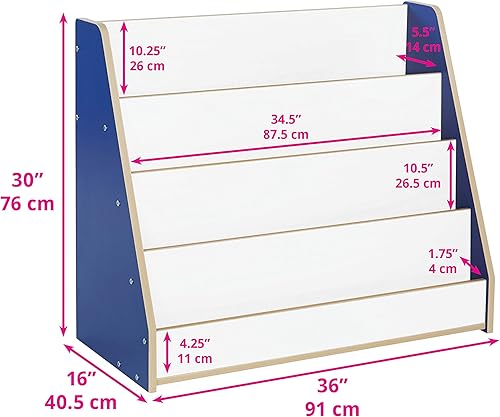 Miniatura 10 de Factory Direct Partners 11941-WHRD Colorful Essentials - Exhibición de libros grandes, estante de almacenamiento laminado para libros infantiles