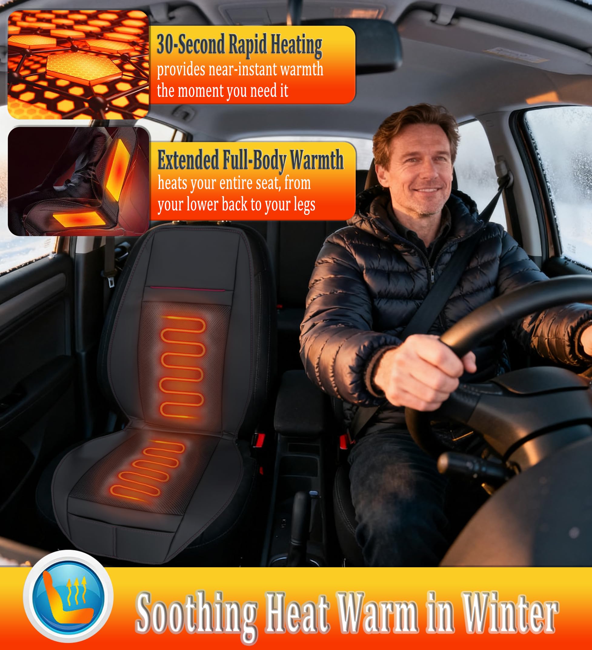 3-in-1 kühlendes Autositzkissen mit Massage & Klimatisierung, 16 Ventilatoren, belüfteter Sitzkühler, 12 V Vordersitz, Allwetter-Kühlsitzbezug für Auto, SUV, LKW (Warm&Kühlung&Massage-3)