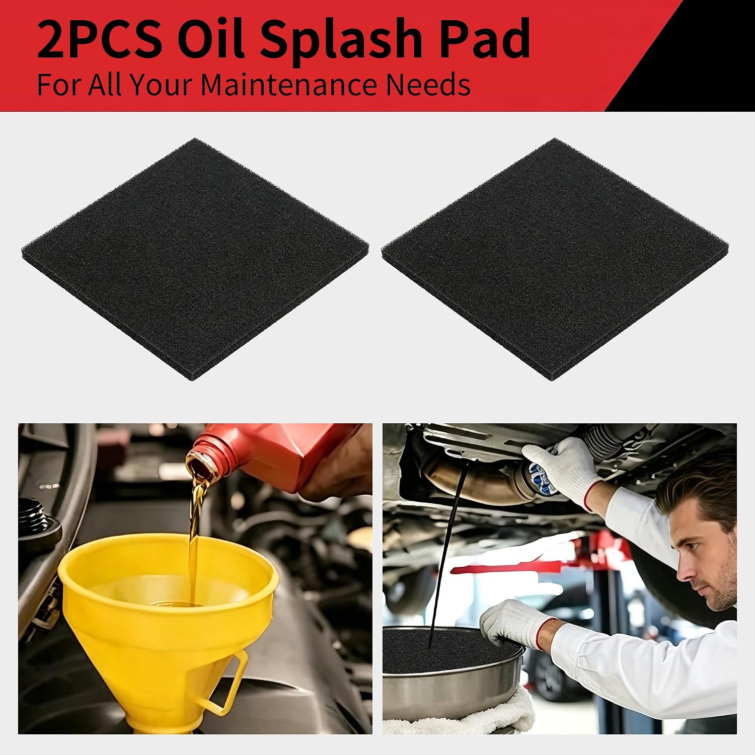 2 Pcs 22" Oil Drain Splash Pad, Heat-Resistant Square No-Splatter Pad, Anti Oil Splash Pad for Car Oil Changing & Transmission Drain Pan