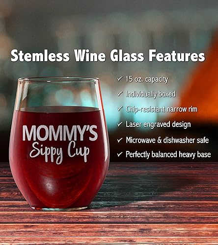 Miniatura 6 de Promotion & Beyond MOMMY's - Vaso de vino sin tallo, divertido regalo para madre de hija, hijo, marido, día de la madre