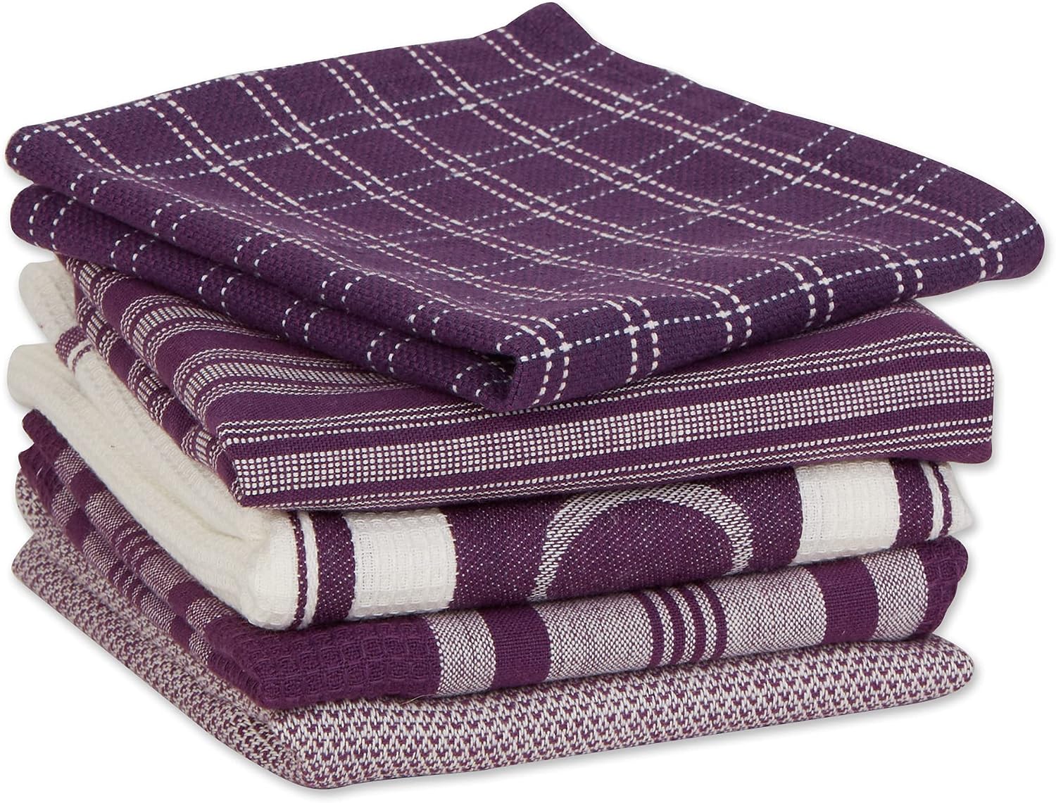 DII Everyday Collection Foodie Kitchen Set, Dishtowel & Dishcloth, Eggplant, 5 Piece image 3