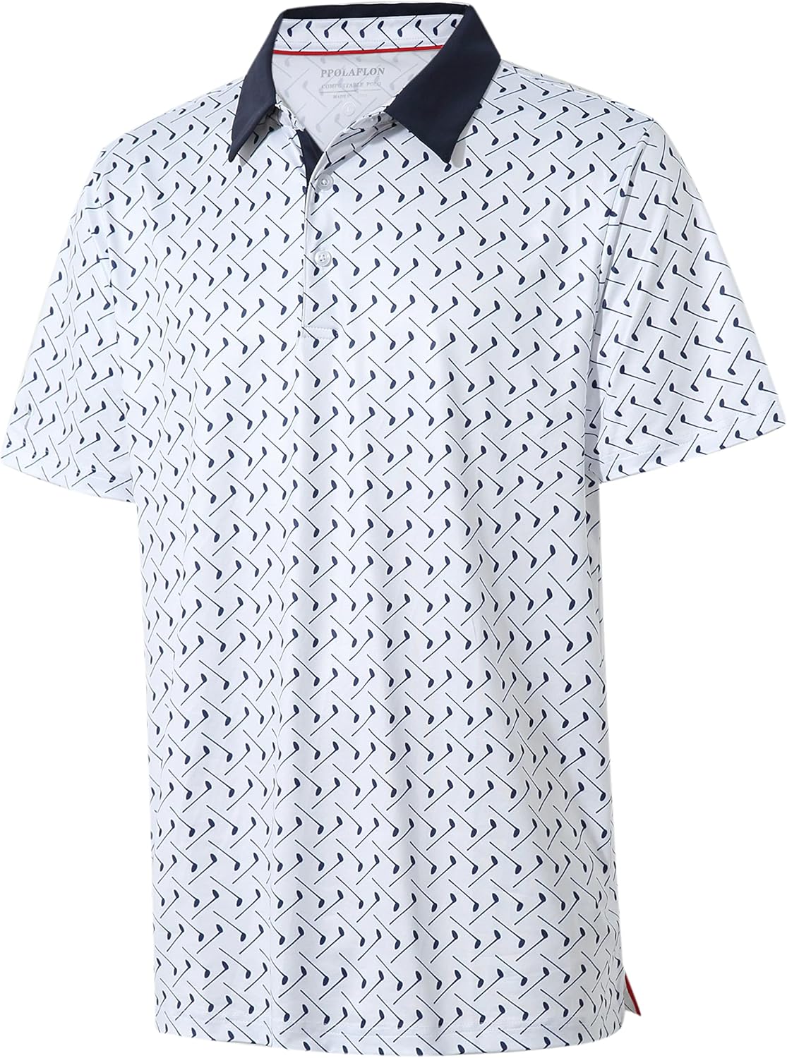 Mens Golf Shirt Moisture Wicking Dry Fit Print Performance Short Sleeve Polo Shirts for Men