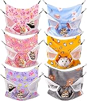 Vista 9 de Sadnyy Hamaca de 6 piezas de conejillo de indias y rata de tres capas, cama de hurón para animales pequeños, hamaca colgante para mascotas, hamaca