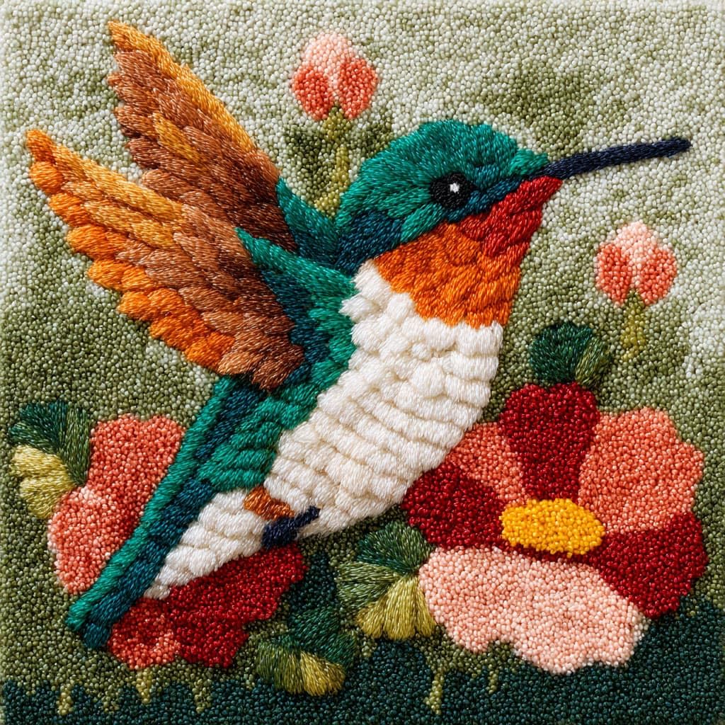Henypt Latch Hook Cushion Kits, Flowers and Birds