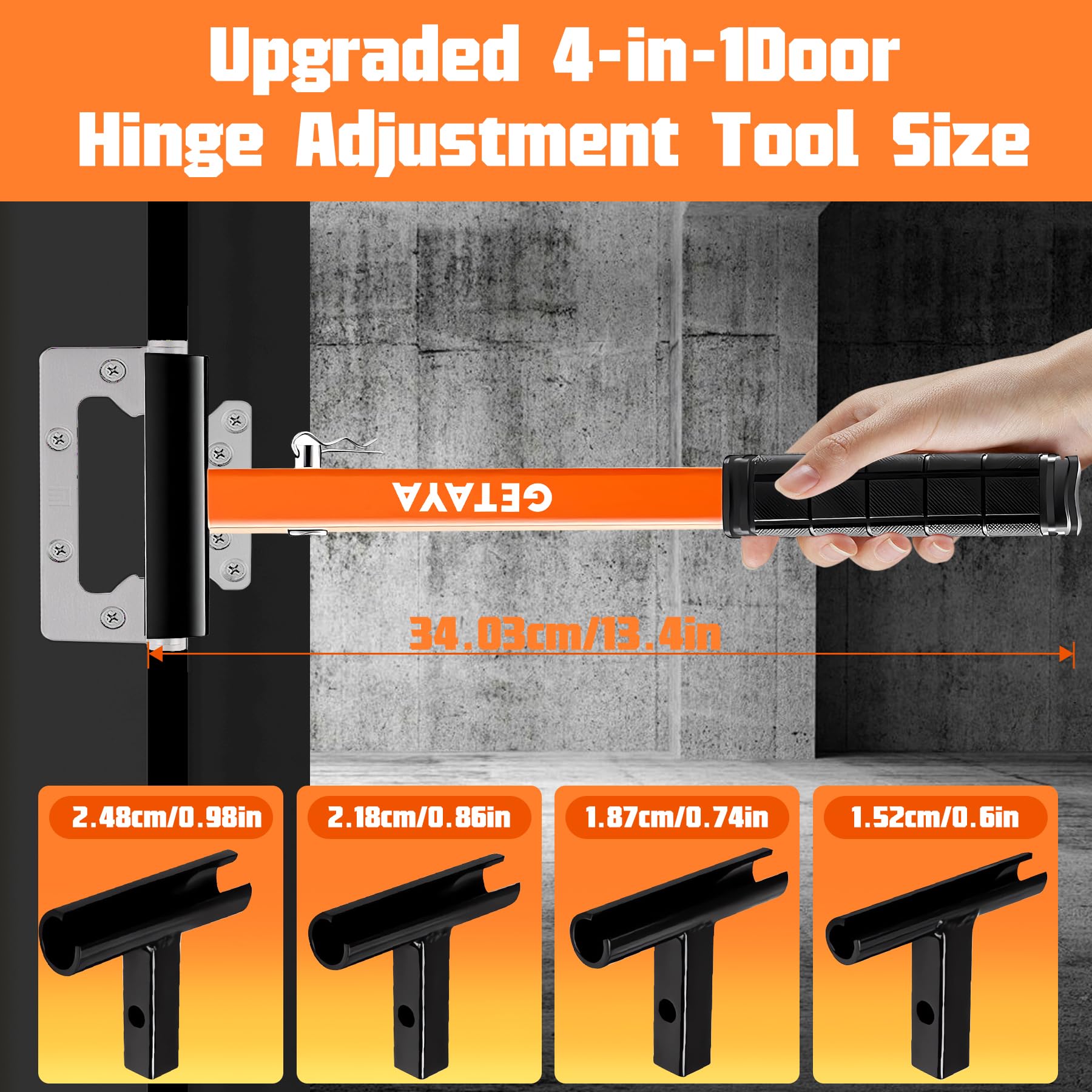 4 in 1 Door Hinge Adjustment Tool, Multi-Size Hinge Adjustment Tool with Rubber Handle, Door Hinge Adjustment Tool, Hinge Gap Adjustment Wrench for Residential & Commercial Use Free Gloves