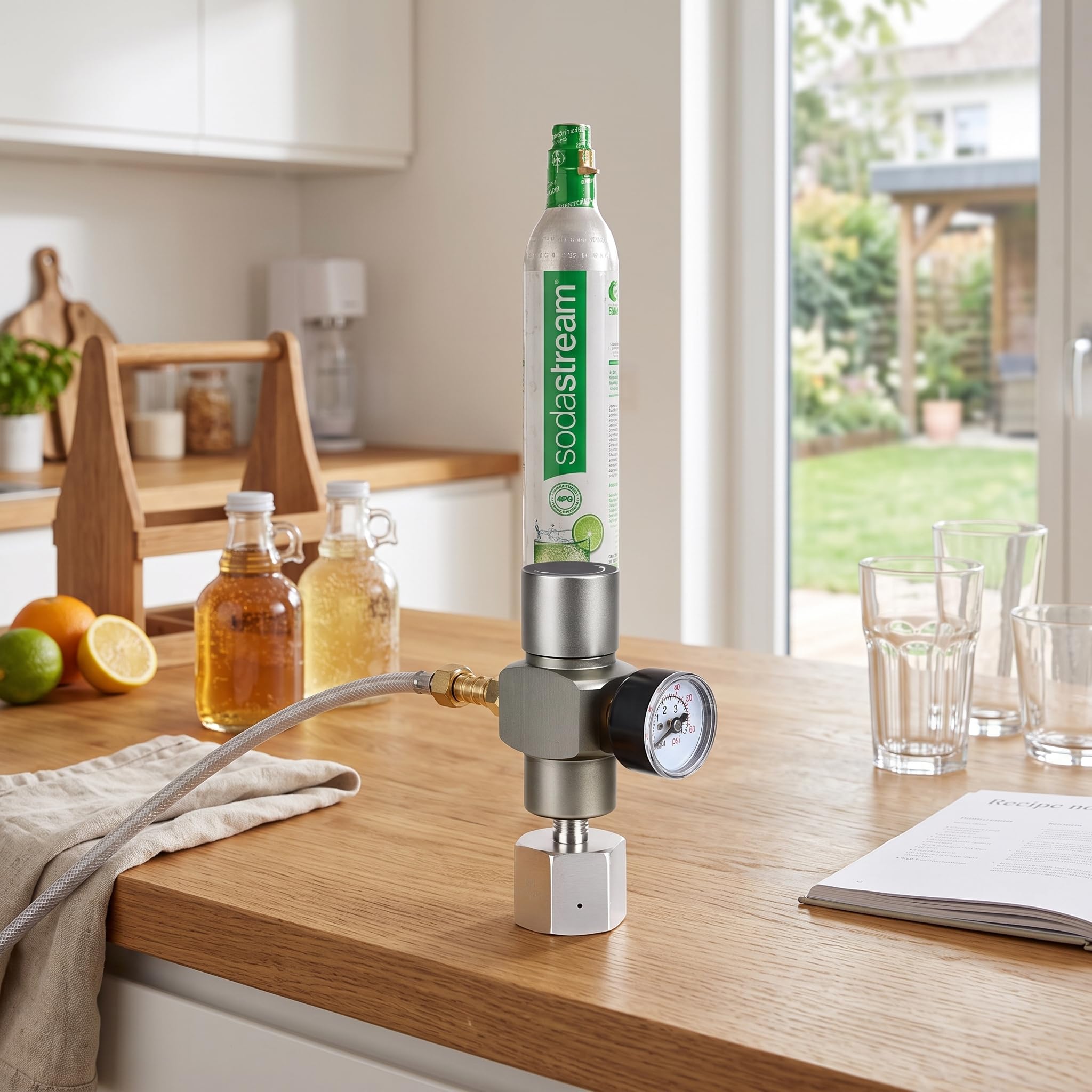 Zerone CO2-Fassladeregler, 2-in-1-Mini-CO2-Gasregler, Soda-Manometer mit Adapter 3/8 Zoll auf TR21.4 für