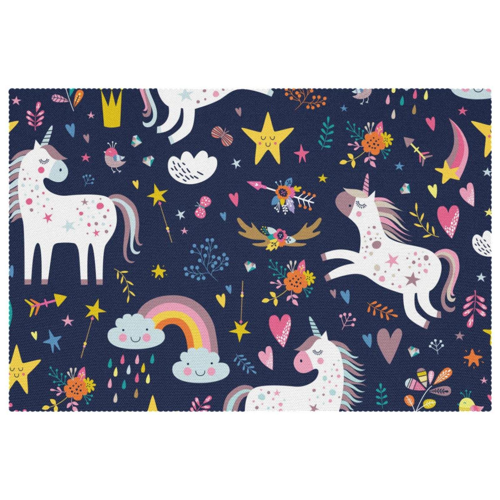 Set de table licorne violet résistant à la chaleur et antidérapant x6