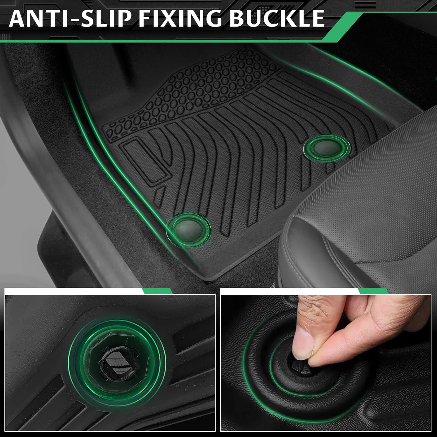 Floor Mats for Mitsubishi Outlander 2022 2023, NOT Fit PHEV or Sport, Outlander Floor Mats 1st & 2nd & 3rd Row & Cargo Liner, TPE All Weather Non-Slip Waterproof 2024 2025 Outlander Mats Accessories - Image 2