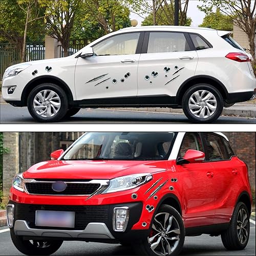 Miniatura 7 de TOMALL Pegatinas de coche con agujero de bala 3D de 96 agujeros, simulación, estereoscópicas, pistolas falsas, calcomanías de agujero de bala,