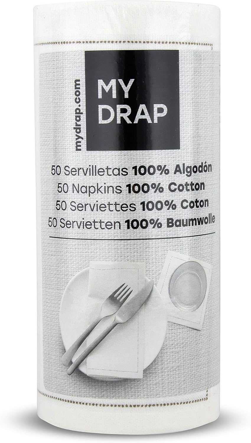 MY DRAP Cocktail Napkins, Reusable Cotton Napkins Roll 4.5 x 4.5 in (100 Napkins, Lipstick Red)