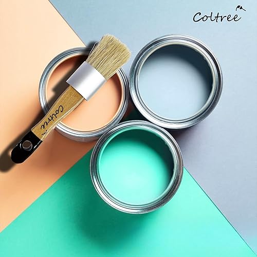 Miniatura 6 de Coltree Pinceles de pintura de tiza para muebles, juego de 2 brochas de pelo de jabalí redondasplanas, pinceles de pintura de cera, adecuados para