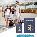 PATIKIL Passport Cover Holder and Luggage Tag Set, PU Leather Passport Case Holder Travel Tag Suitcase Identifier Travel Accessories for Men Women, Dark Blue