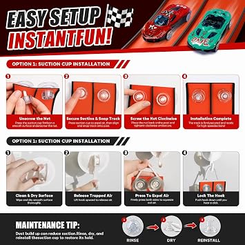 TAEMVV Flexible Race Track for Kids, 15 Ft Dual Car Track Set, Red