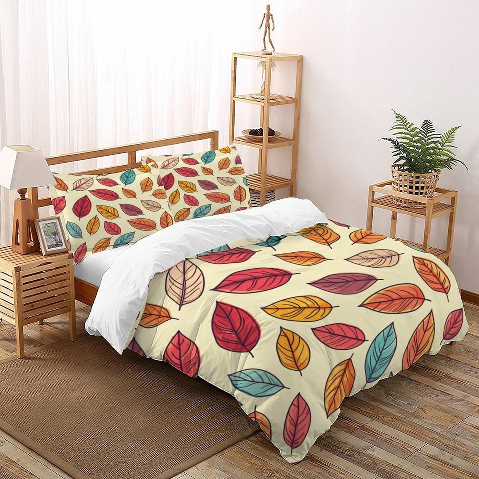 Housse de couette 200x200 cm avec 2 taies d'oreiller imprimé fleurs