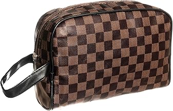 Travel Toiletry Wash Bag for Women and Men, Traveling Dopp Kit Shaving Bag, Hanging Organiser Waterproof for Toiletries Accessories Cosmetics Brushes Tools, Make up Bag with Handle (Brown)