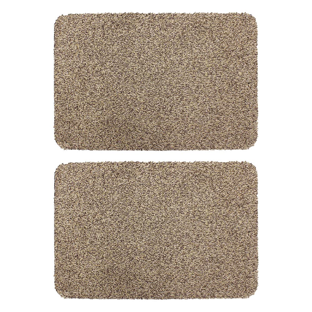 JVL Tanami Doormat - Beige, 50x75cm, Set of 2 - Machine Washable - Cotton/Latex Blend