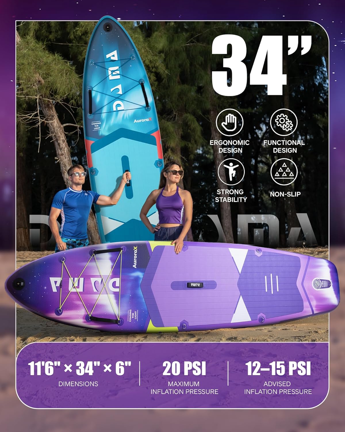 DAMA Stand Up Paddle Board for 2+1 People and Pets, Extra Wide All-Around Stable Design for Beginners, Family Use on Lakes, Rivers & Coastal Waters, 450 lbs Capacity, 11'6" x 34" x 6"