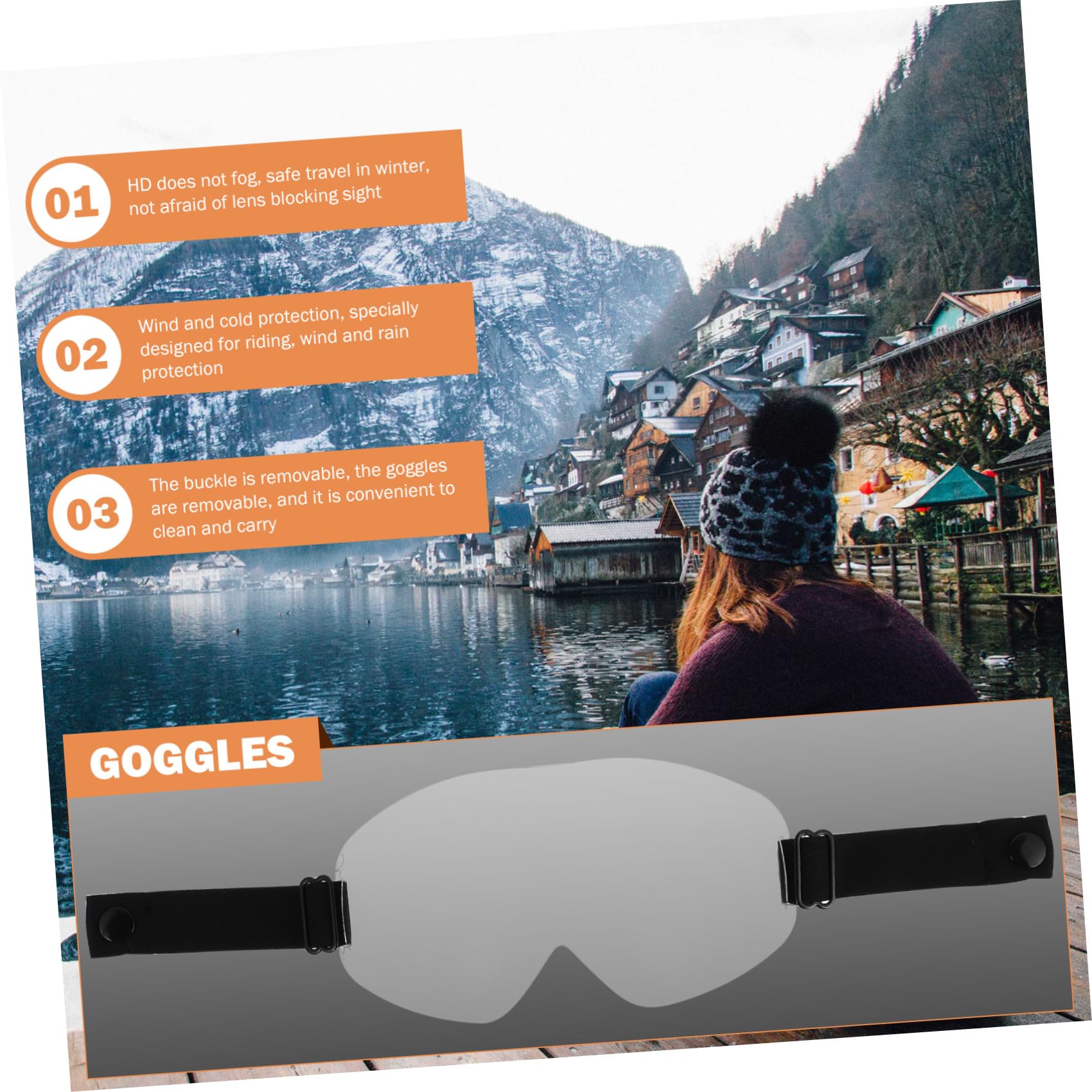 Gorro de Invierno Set de 1 Unidad para Hombre Negro de Algodón con Orejeras y Gafas, Resistente al Viento, Adecuado para Esquiar y Camping