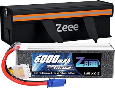 Zeee 6S Lipo Battery 6000mAh 22.2V 100C Soft Case Battery EC5 Connector 1 Pack Battery with 1 Pcs Lipo Safe Bag Ebike Battery Fireproof Explosionproof Bag for Storage Charging