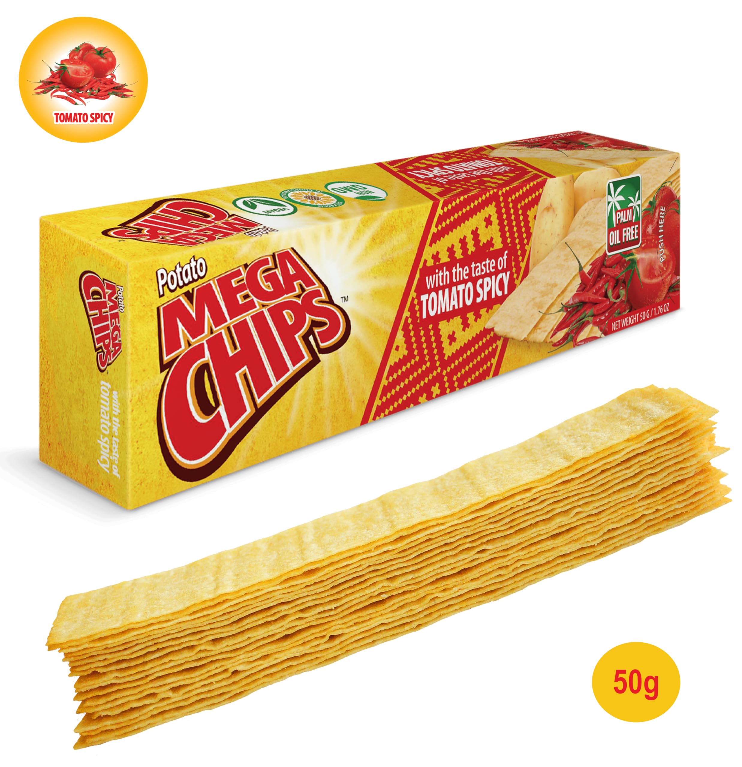 The Zapple Mega Chips Tomato Spicy Flavour - Strip Potato Chips