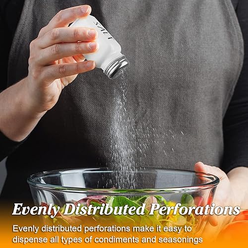 Miniatura 5 de Juego de salero y pimentero, salero de vidrio de 2.7 onzas con tapa de acero inoxidable, decoración moderna y accesorios de cocina en blanco