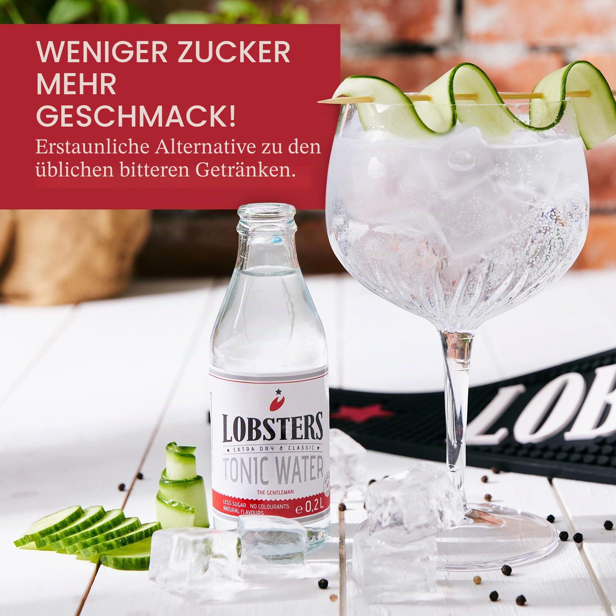 Lobsters - Tonic Water - 24 x 0,2l - Extra Dry and Classic - Erfrischend mit subtiler Bitterkeit durch Chinin, Made in Austria, Zuckerreduziert & ohne Farbstoffe, Perfekt für cocktail mix, Gin Tonic