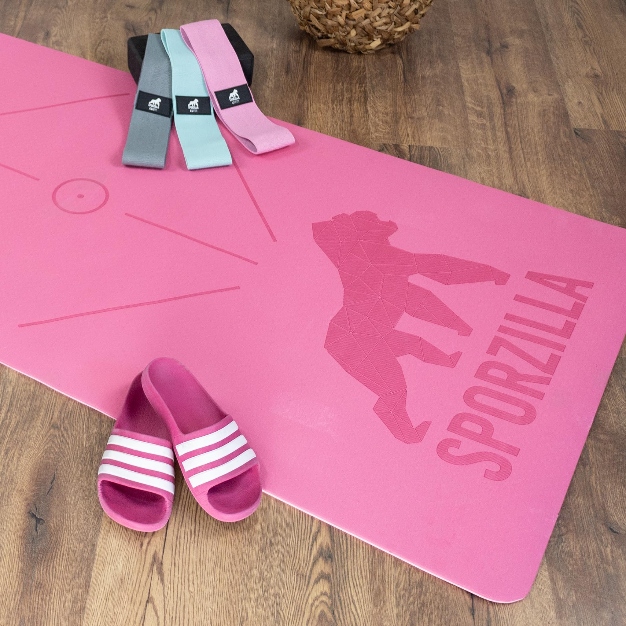 Tappetino Fitness E Yoga Premium XL 80 Cm X 8 Mm – Antiscivolo, In TPE Atossico, Con Linee Guida E Cintura Da Trasporto