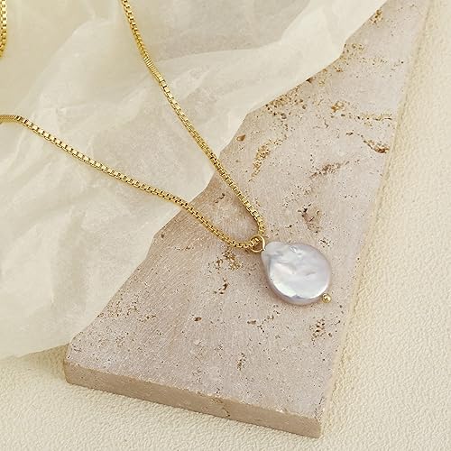 Miniatura 6 de Tasiso Delicado collar de perlas para mujer, collares con colgante de perlas pequeñas, collar de media perla con clip de palanca, collar de perlas