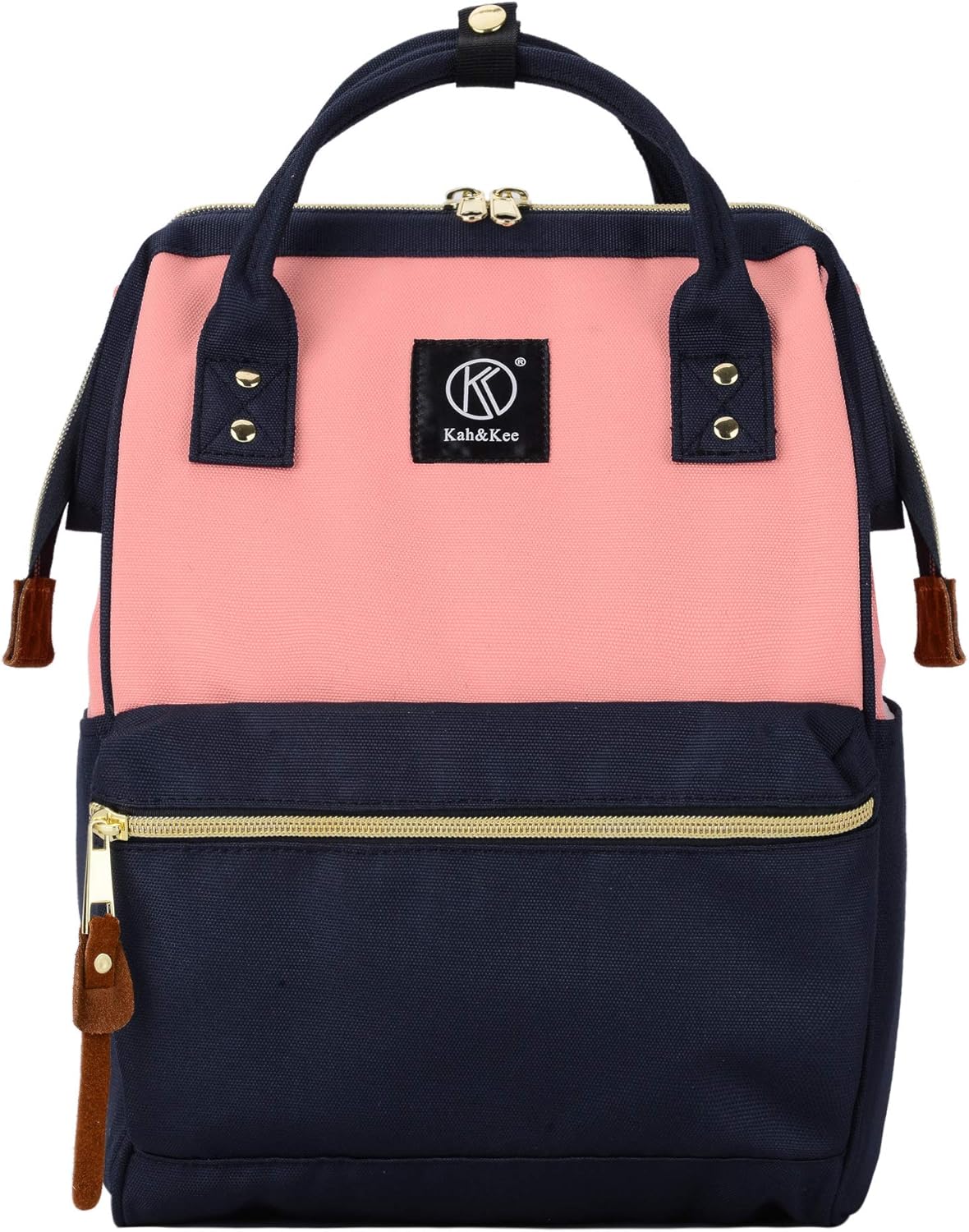 Kah&Kee Polyester Travel Backpack Functional Anti-theft School Laptop for Women Men (Pink* Navy, Medium)
