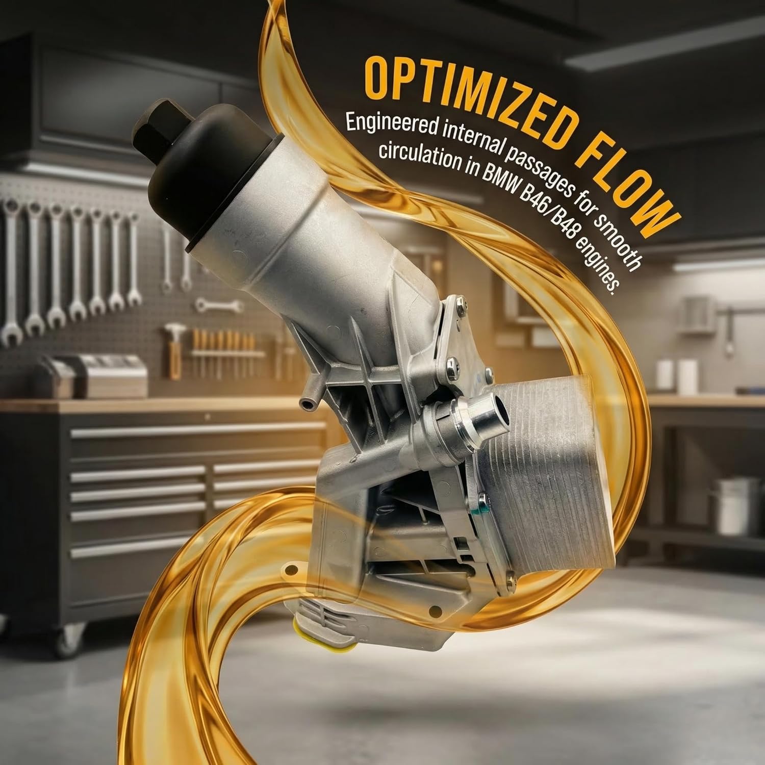 Fits For BMW B46/B48 Oil Filter Housing Assembly Aluminum 2.0L 2017-2022 Replace OE 11428596283 w/Filter Cooler Gaskets Bolts w/O-rings