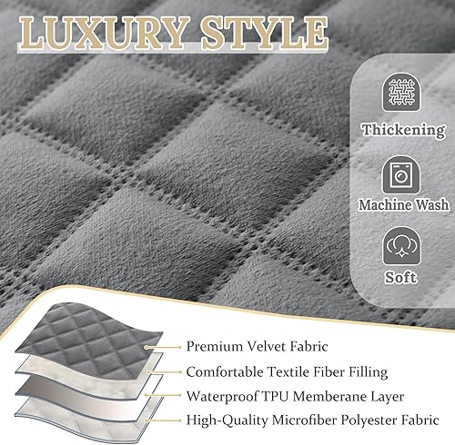 Miniatura 3 de HDCAXKJ Fundas de terciopelo 100% impermeables para sofá modular reclinable en forma de L, fundas para sofá reclinable en las esquinas, lavables,