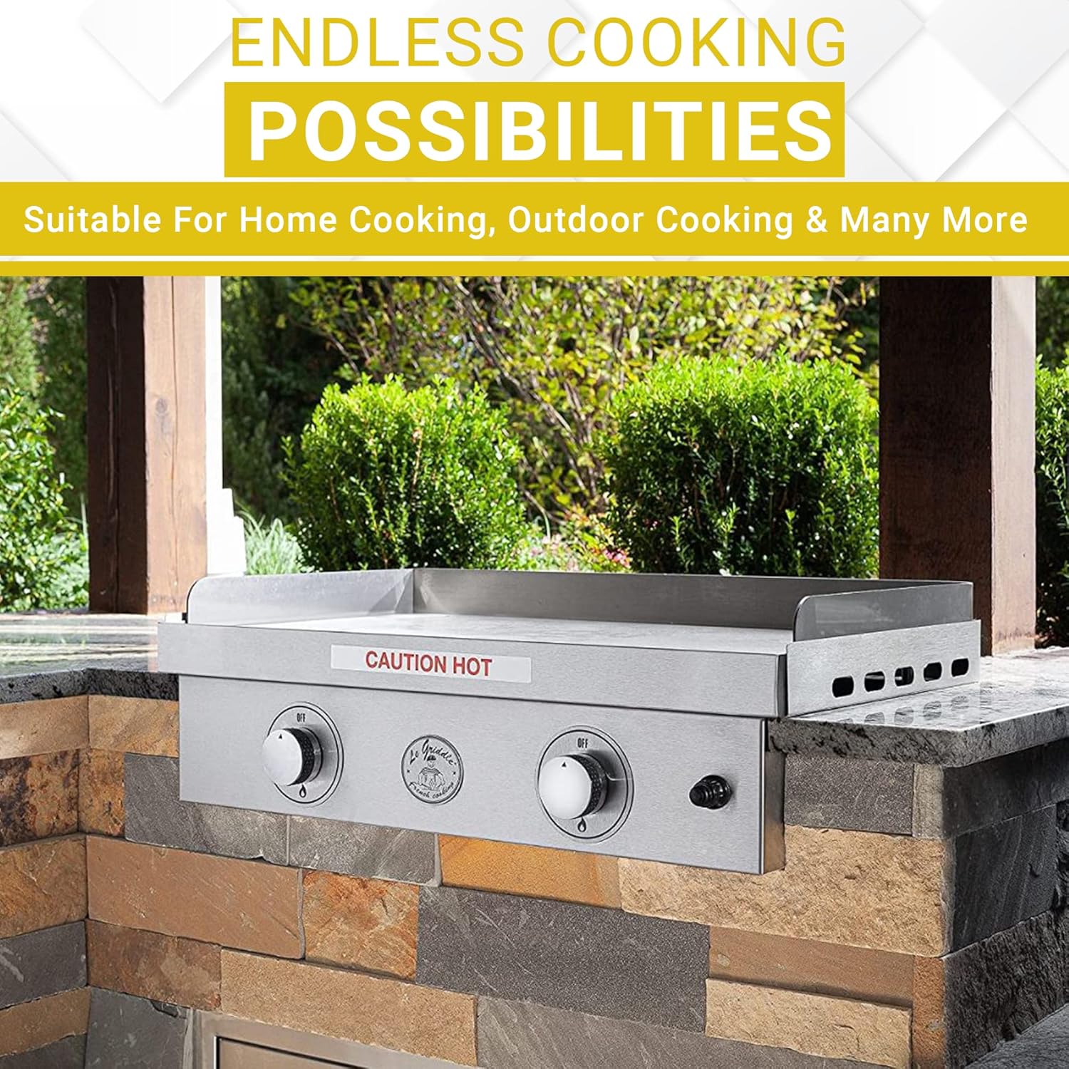 Le Griddle,2 Burners Stainless Steel 30" Griddle for Natural Gas, for Outdoor Grill Camping & Home Cooking, Easy to Clean & Durable 18,000 BTU’s Tabletop/Built-in