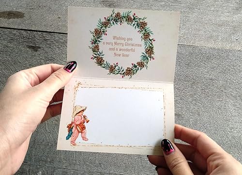 Miniatura 7 de PIXILUV White Christmas (paquete de 12) tarjetas de notas pequeñas tarjetas de felicitación # escenas de Navidad frías invernales  postales de