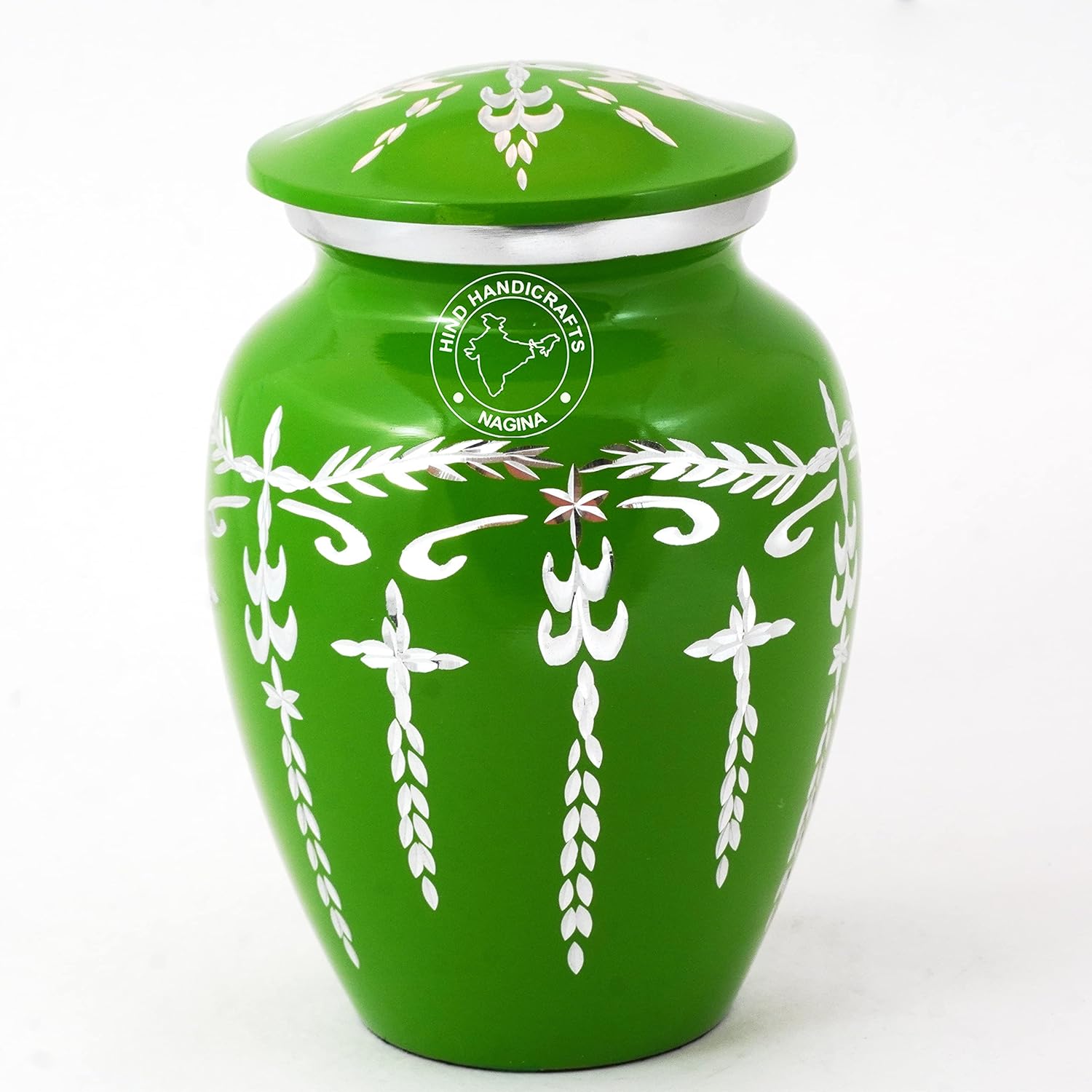 Aluminium Cremation Urn for Human Ashes Adult - Handcrafted Funeral Memorial Ash Storage Urn - Affordable Urns - Bag Included 5" x 5" x 7.5" 100 lbs, Matte White