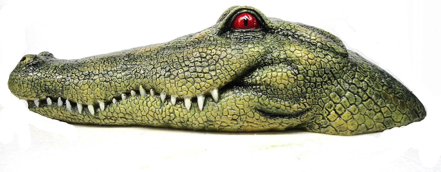 Floating Alligator Head Decoy with Red Eyes, Fake Gator Head for Yard, Backyard koi Fish Ponds, Water Gardens, Pool, Lake Decoration