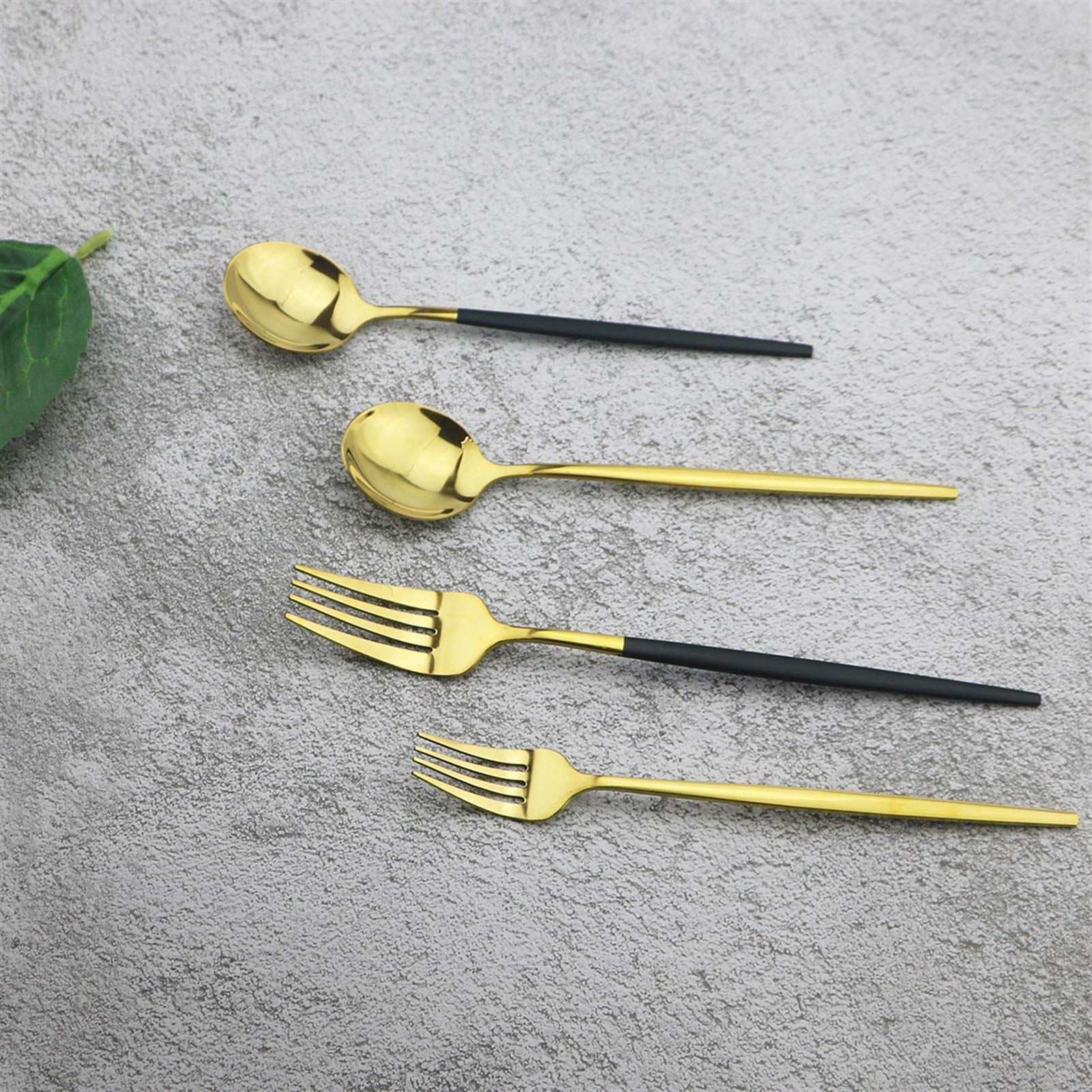 Western 20pcs Dinary Shiny Dinkware 18/10 En acier inoxydable Couverts de couverts en acier inoxydable Ensemble de cadeaux mignons Vaisselle (Color : Blue Gold 20pcs)