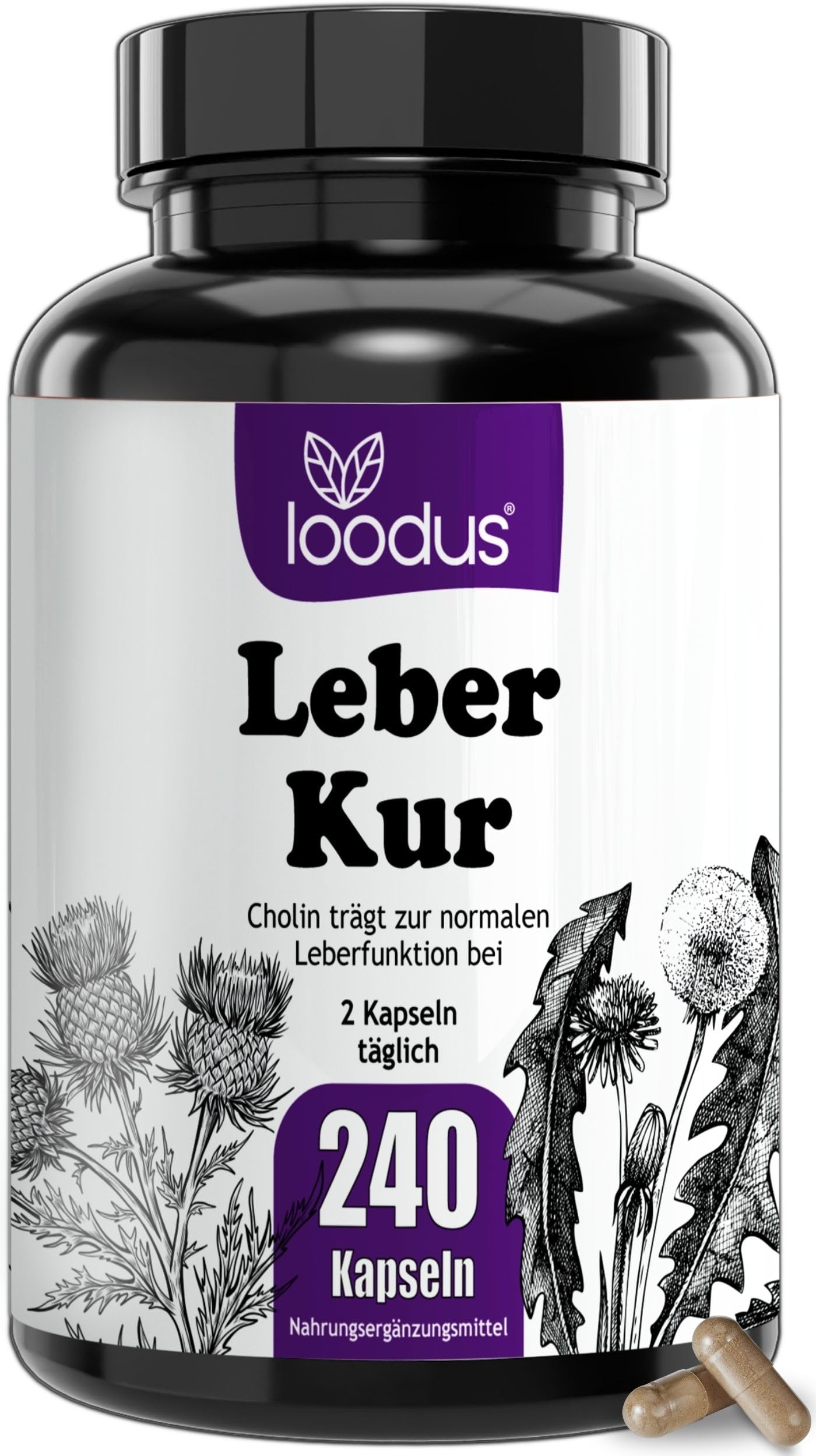 Leber-Kur Kapseln - Leber-Komplex Mariendistel Artischocke Löwenzahn Cholin