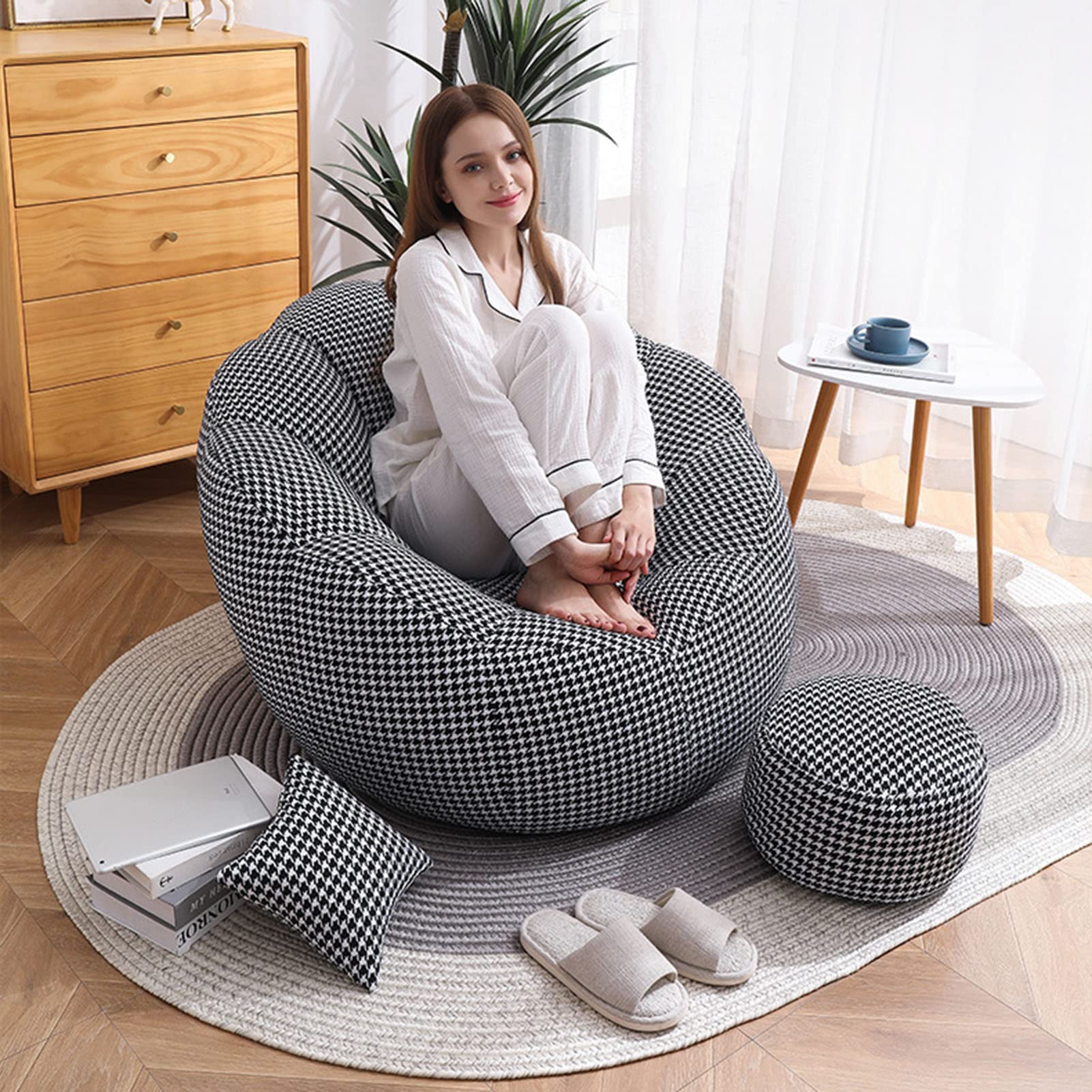 Pouf Chaise Longue, Pouf pour Adultes et Adolescents pour Organiser Les Animaux en Peluche, Jouer à la Lecture et se détendre, Rose