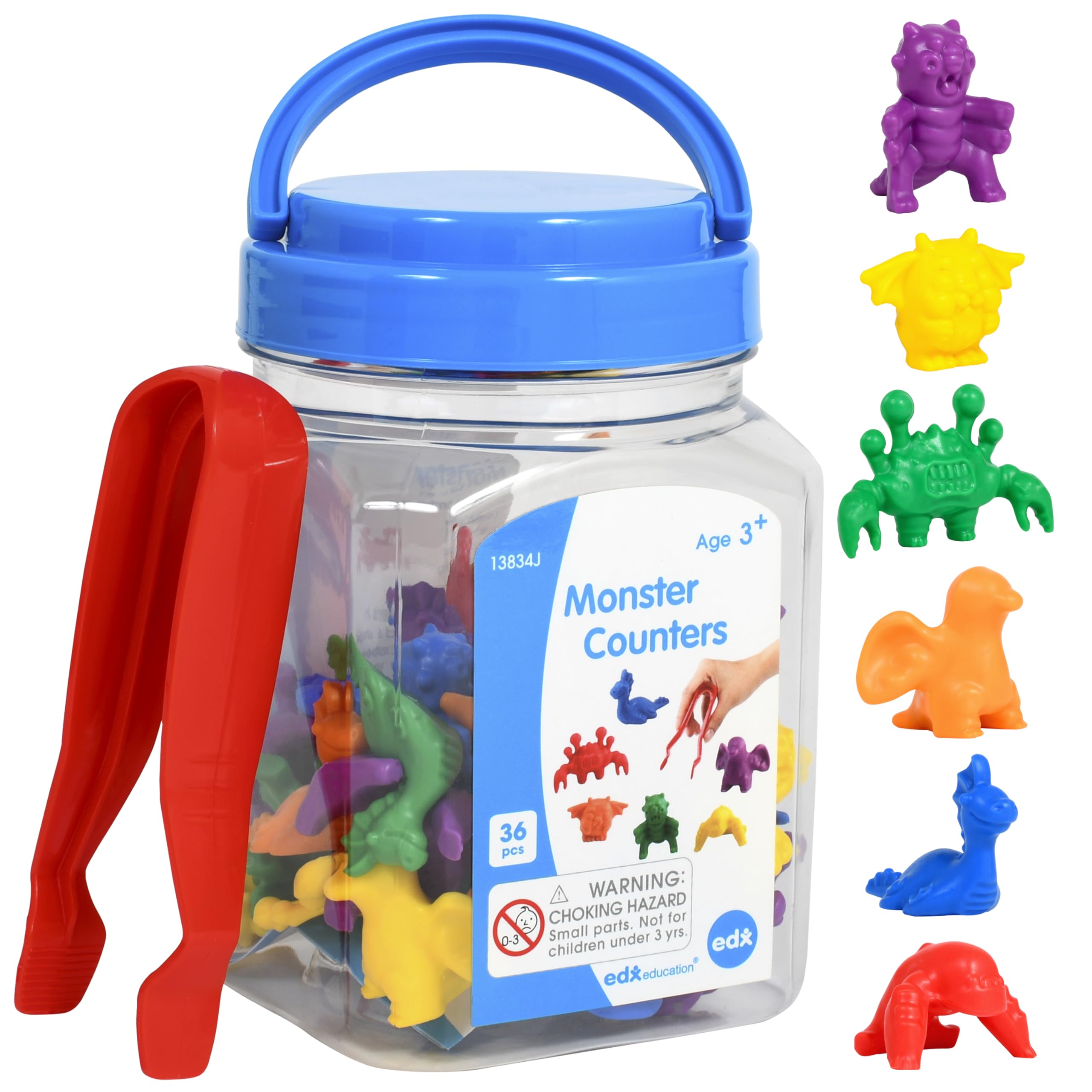 edxeducation Monster Counters Set of 36 Early Math Manipulatives Learn Counting, Colors, Sorting and Sequencing Preschool Learning