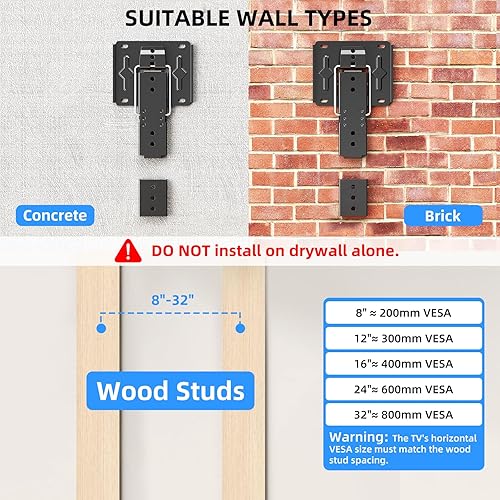 Miniatura 6 de Soporte de pared para TV ultra delgado compatible con televisores planos y de marco de 55 a 100 pulgadas, soporte de TV de perfil bajo con