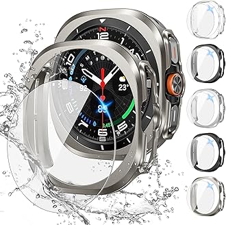 Tensea [5+5Pack for Samsung Galaxy Watch Ultra 2025 / Galaxy Watch 7 Ultra 2024 47mm Accessories, Hard PC Bumper/HD Anti-Fog Tempered Glass Protective Film, Face Cover Set for Women Men