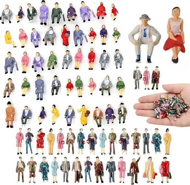80 Miniatur Figuren Set - Maßstab 1:85 für Modelleisenbahn