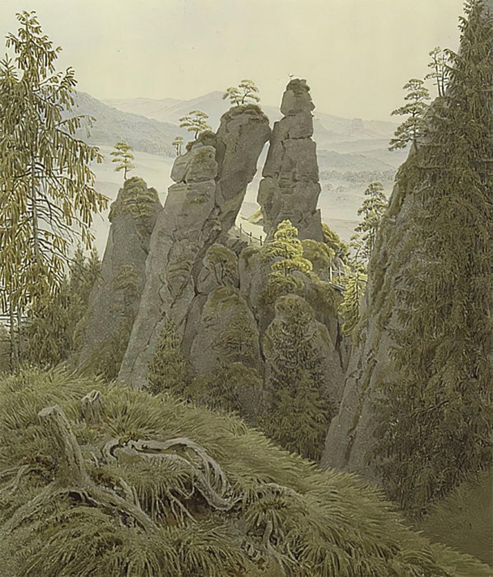 POSTERIIk Famous Modern Artwork Art Mural The Neurathen Rock Castle Ca by Caspar David Friedrich Oil Paintings Pictures for Home Decor 60x90cm