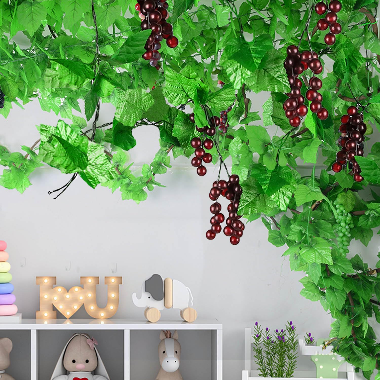 Amazon.de: Fyihoxi 2 Stck knstliche Trauben und Weinreben, knstliches  Weinblatt, 2,4 m, knstliche Trauben, knstliche Trauben, fr Hochzeit,  Wein, Kche, Tischdekoration