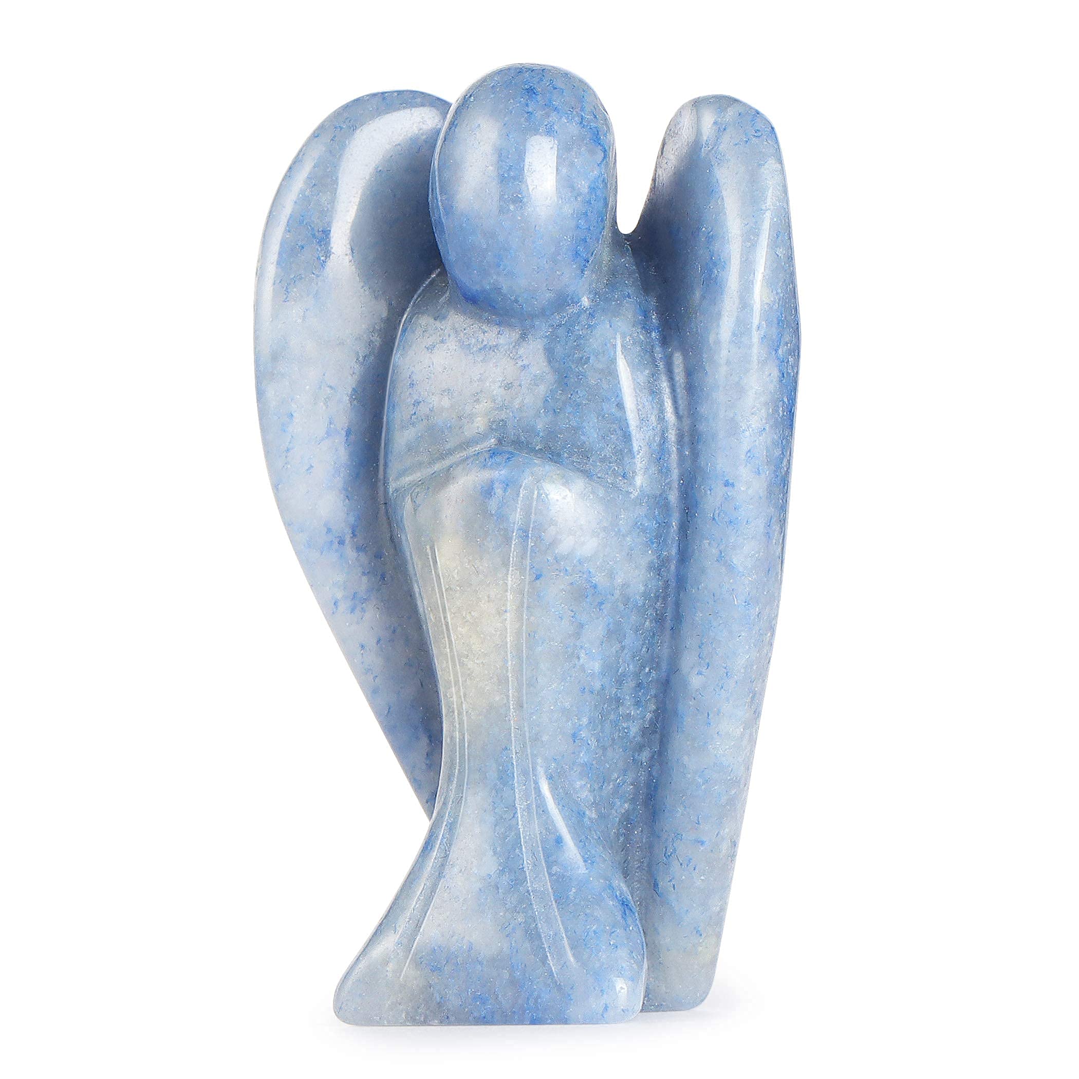 Artistone 2.0" Angel Stones, Angel Healing Crystal Hand-Carved Gemstone Crystal Figurine Statue Guardian Pocket Angel with Gift Box(Blue Aventurine)